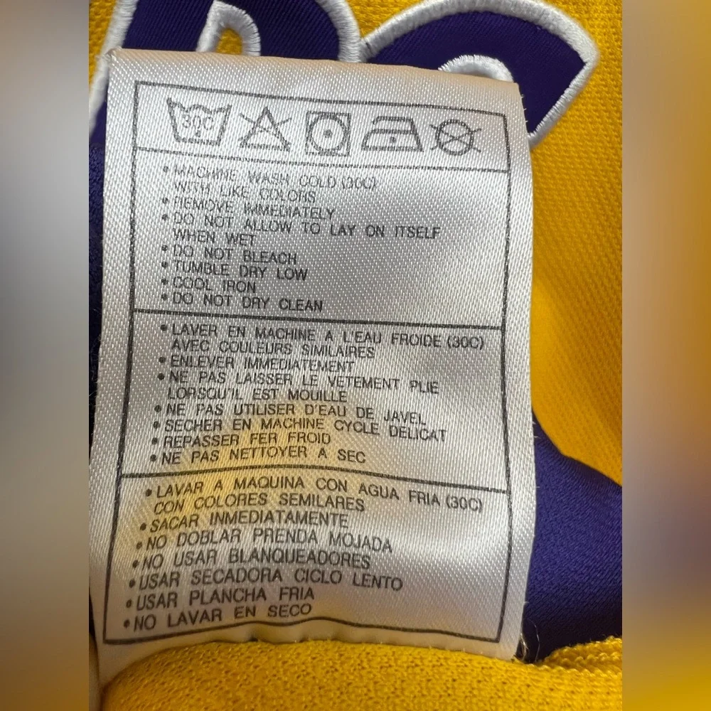 Nike-NBA‎ Adult LA Lakers Yellow/Purple Warm Up Zip -Size:XL,snag bottom front